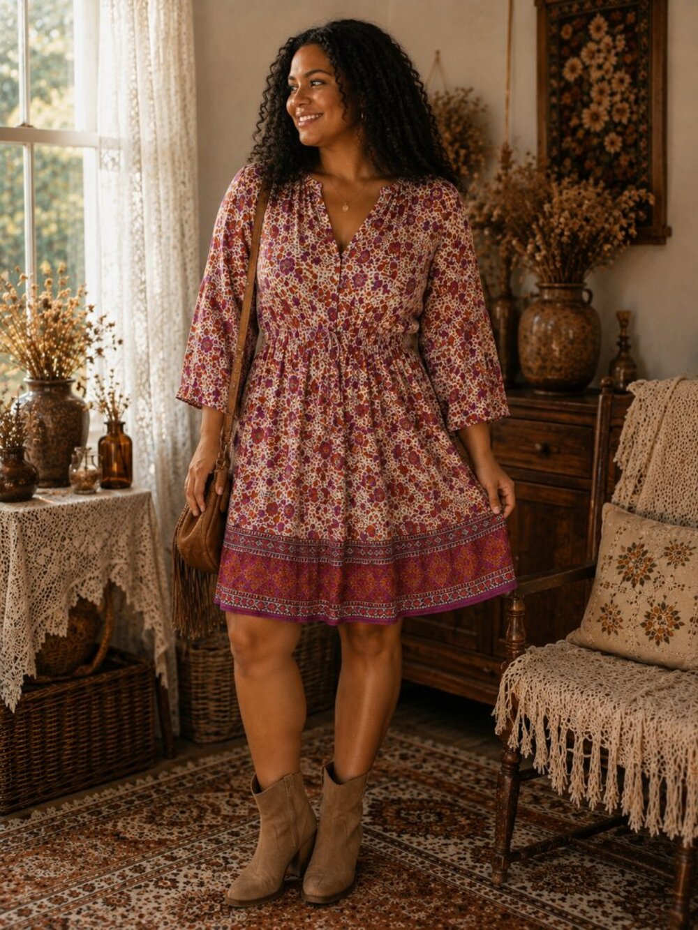 Natural Life Boho Floral Tunic Dress
